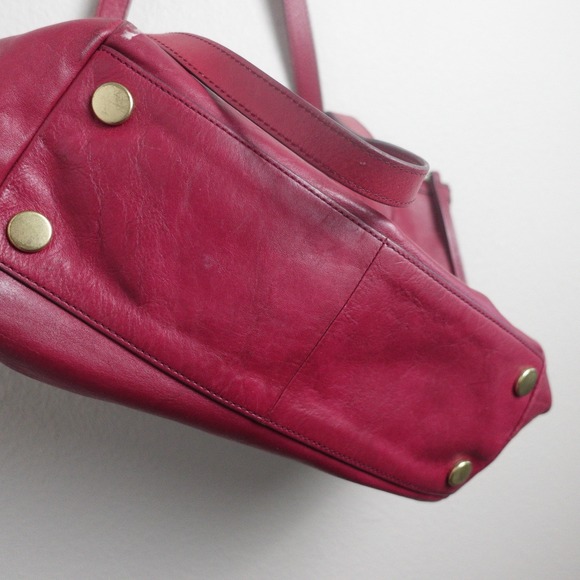 Fossil Leather Y2K Sydney Shopper Tote Red Shoulder Bag Purse Handbag With Flaws - Picture 8 of 15